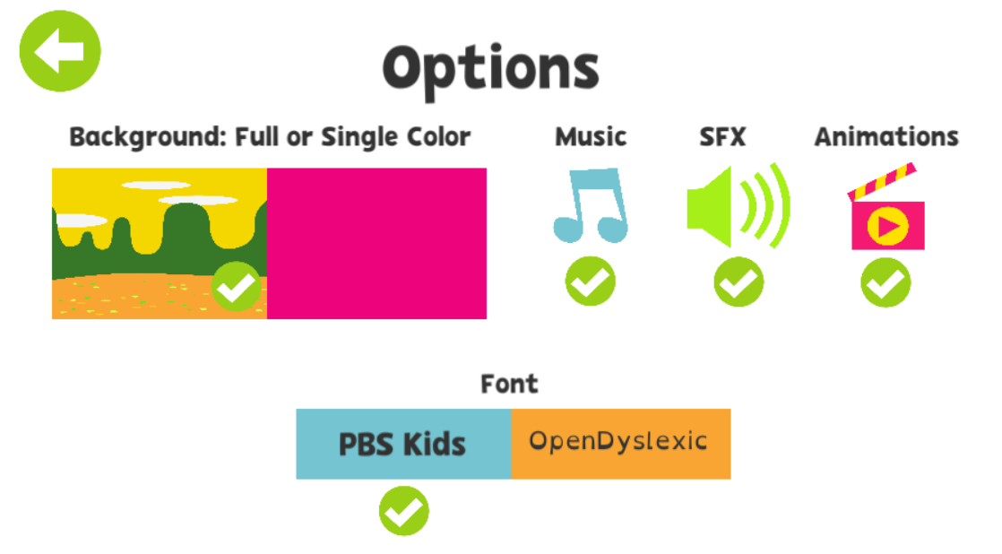 Fixer-Uppers Options Screen